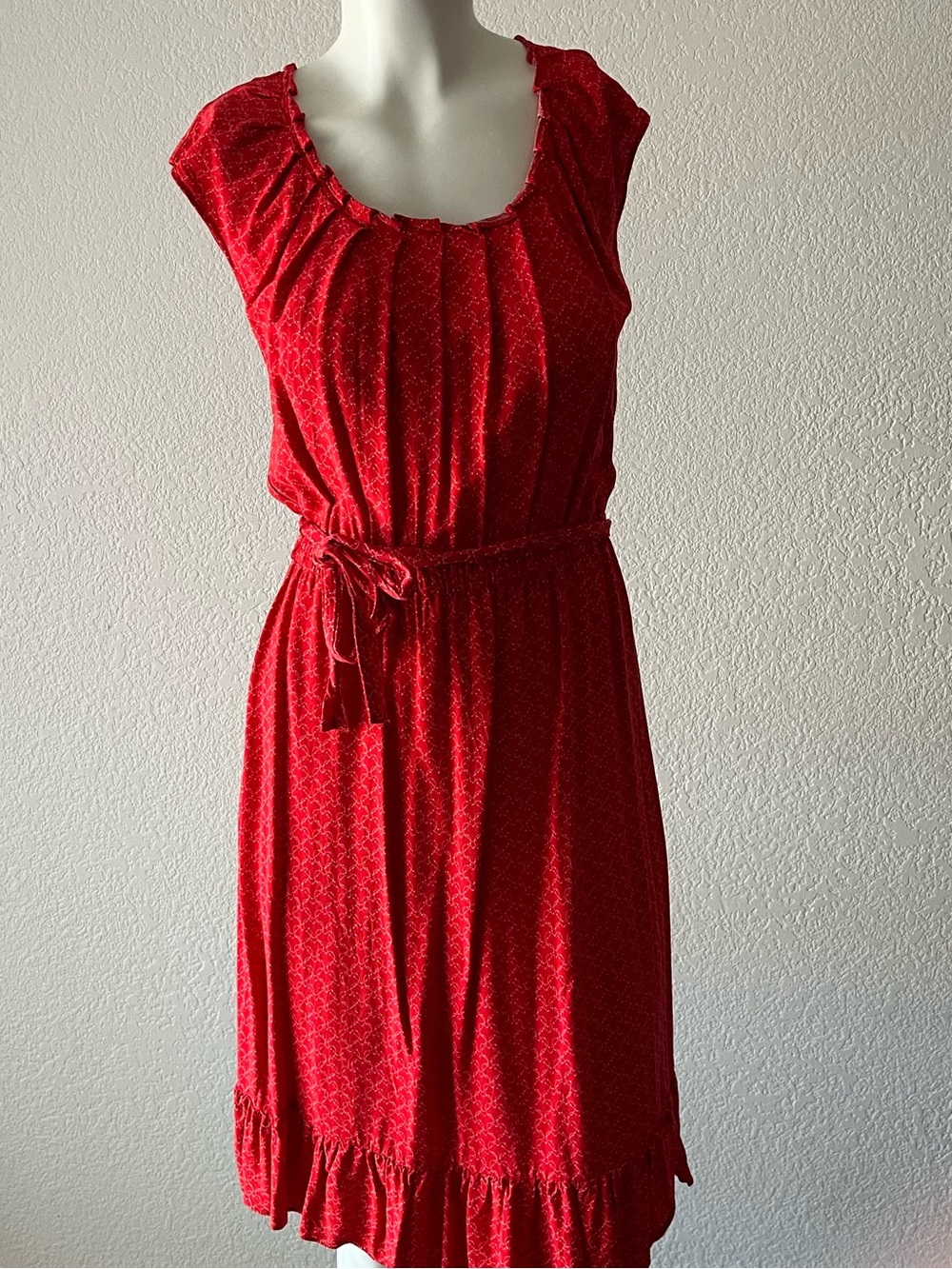 Darling Lauren Conrad Red Sleeveless Belted Day Dress